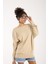 Kadın Açık Bej Kayık Yaka Triko Bluz 2