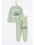 Yeşil Erkek Çocuk Yazılı Karakter Baskılı Şardonlu Eşofman Takımı 23287 1