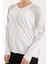 Kadın Beyaz Omuzları Taş Detaylı V Yaka Triko Bluz 6