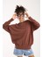 Kadın Kahve Kayık Yaka Triko Bluz 2