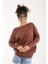Kadın Kahve Kayık Yaka Triko Bluz 3