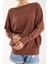 Kadın Kahve Kayık Yaka Triko Bluz 6