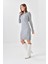 Kadın Elbise Polo Yaka Triko Elbise Gri - 10542 1