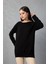 Kadın Siyah Reglan Kol Simli Detaylı Yuvarlak Yaka Triko Bluz 3