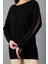 Kadın Siyah Reglan Kol Simli Detaylı Yuvarlak Yaka Triko Bluz 6