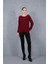 Kadın Bordo Ajurlu Inci Detaylı Reglan Kollu Yuvarlak Yaka Triko Bluz 6