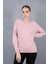 Kadın Pudra Ajurlu Inci Detaylı Reglan Kollu Yuvarlak Yaka Triko Bluz 2