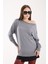 Kadın Gri Kayık Yaka Triko Bluz 1