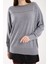 Kadın Gri Kayık Yaka Triko Bluz 5