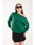 Kadın Zümrüt Yeşili Kayık Yaka Triko Bluz 2