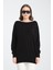 Kadın Siyah Kayık Yaka Triko Bluz 2