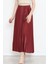 Zarif ve Modern Pileli Parlak Krep Gizli Lastikli Bordo Etek 4