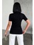 Rahat ve Şık Kısa Kollu Bisiklet Yaka Likralı Viskon Penye Body Siyah 3