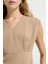 Kolsuz Büzgülü Bluz Camel 11545831000 2