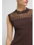 Tül Detaylı Kolsuz Triko Bluz Kahve 11544676001 2
