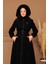 Kışlık Kadın Siyah Kaşe Pardesü Fermuarlı 58011 2