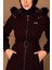 Kışlık Kadın Bordo Kaşe Pardesü Fermuarlı 58011 4