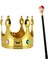 Çocuk Boy Altın Renk Kral Tacı ve Kırmızı Topuzlu Kral Asası (K95) 1