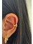 Çapraz Görünüm Kadın Sıkıştırmalı Earcuff Kıkırdak Küpe Gold 1