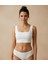 Beyaz Crop Top Sütyen Fitilli Kare Yaka Plaj/günlük Bustiyer 1