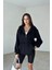 Kadın 3 Iplik Oversize Kapüşonlu Fermuarlı Hırka Sweatshirt 1