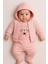 Kız Bebek Açık Pembe Ayıcık Nakışlı 3’lü Takım – Kapüşonlu, Pamuklu ve Rahat Tasarım 1546 6-9 Ay 1