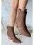 Desenli Topuklu Bot Kahverengi Topuk Boyu 5,5 cm 2