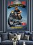 Motorcu Adam Klasik Motor Afişi Dekoratif Kanvas - Mdf Ahşap Tablo 3