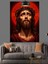 Isa Mesih Yüz Portresi Kırmızı Fon Dekoratif Kanvas - Mdf Ahşap Tablo 4