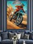 Çölde Motosikletli Adam Hız Tutkusu Dekoratif Kanvas - Mdf Ahşap Tablo 4