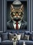 Kedi Takım Elbiseli Beyefendi Dekoratif Kanvas - Mdf Ahşap Tablo 4