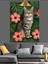 Hibiskus Çiçekli Kedi Portresi Dekoratif Kanvas - Mdf Ahşap Tablo 4