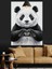 Panda Ayı Siyah Beyaz Dekoratif Kanvas - Mdf Ahşap Tablo 1