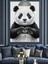 Panda Ayı Siyah Beyaz Dekoratif Kanvas - Mdf Ahşap Tablo 3