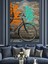 Bisiklet Duvar Grafiti Eskimiş Dekoratif Kanvas - Mdf Ahşap Tablo 5