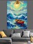 Mavi Okyanus Dalgalarında Boş Tekne Sanat Dekoratif Kanvas - Mdf Ahşap Tablo 4
