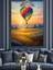 Havagazı Balonlu Kırsal Manzara Günbatımı Dekoratif Kanvas - Mdf Ahşap Tablo 3
