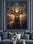 Altın Boynuzlu Görkemli Geyik Dekoratif Kanvas - Mdf Ahşap Tablo 2