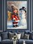 Kardan Adam ve Noel Kız Çocuğu Dekoratif Kanvas - Mdf Ahşap Tablo 1
