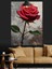 Tek Kırmızı Gül Su Damlası Dekoratif Kanvas - Mdf Ahşap Tablo 3