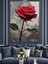 Tek Kırmızı Gül Su Damlası Dekoratif Kanvas - Mdf Ahşap Tablo 5