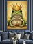 Kurbağa Kral Taç Altın Dekoratif Kanvas - Mdf Ahşap Tablo 2