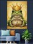 Kurbağa Kral Taç Altın Dekoratif Kanvas - Mdf Ahşap Tablo 3