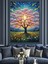 Renkli Ağaç Işıklar Altında Dekoratif Kanvas - Mdf Ahşap Tablo 1