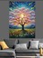 Renkli Ağaç Işıklar Altında Dekoratif Kanvas - Mdf Ahşap Tablo 5