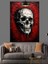 Kırmızı Çerçeve Içinde Kuru Kafa Figürü Dekoratif Kanvas - Mdf Ahşap Tablo 1