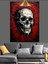 Kırmızı Çerçeve Içinde Kuru Kafa Figürü Dekoratif Kanvas - Mdf Ahşap Tablo 4