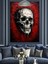 Kırmızı Çerçeve Içinde Kuru Kafa Figürü Dekoratif Kanvas - Mdf Ahşap Tablo 5