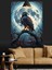 Karga Mavi Ay Gece Dekoratif Kanvas - Mdf Ahşap Tablo 4