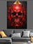 Kırmızı Kuru Kafa Siyah Fon Dekoratif Kanvas - Mdf Ahşap Tablo 1